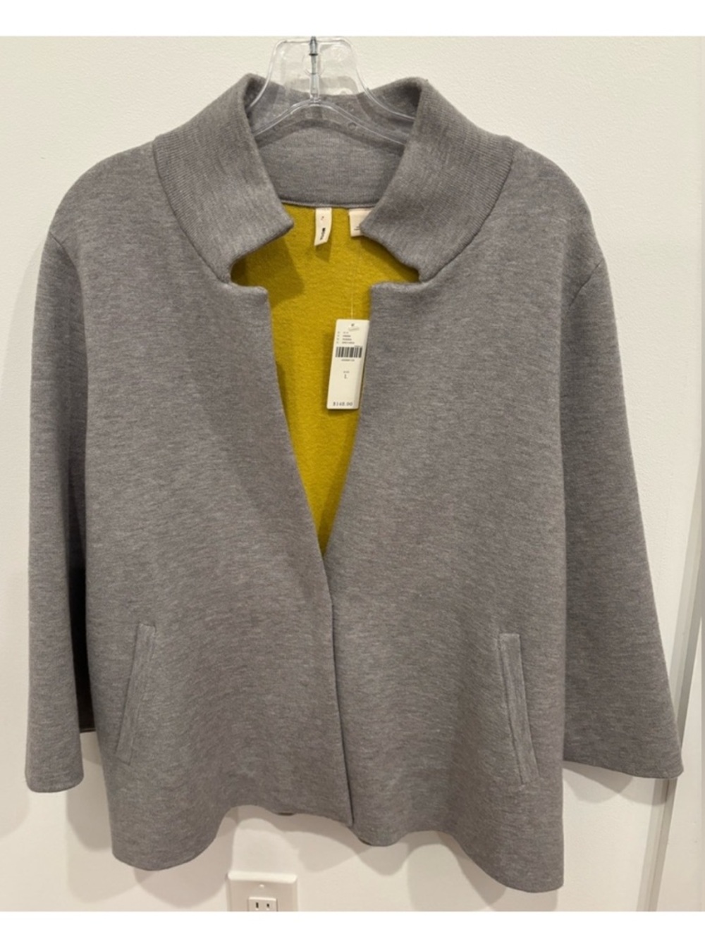 MOTH by Anthropologie NEW Cary Cardigan in Grey Jacket Blazer Ponte Womens Large